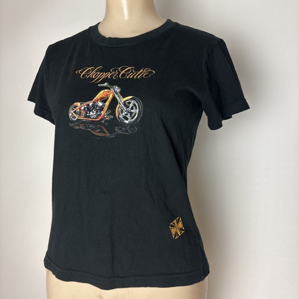 Vintage Y2K West Coast Choppers Junior Shirt M 7/9 Motorcycle baby tee USA made